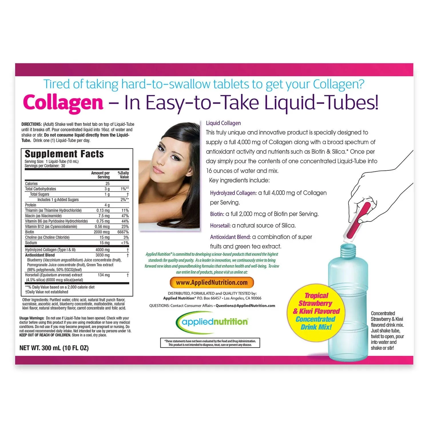 Collagen Nước Applied Nutrition Liquid Collagen 4000mg 30 tuýp