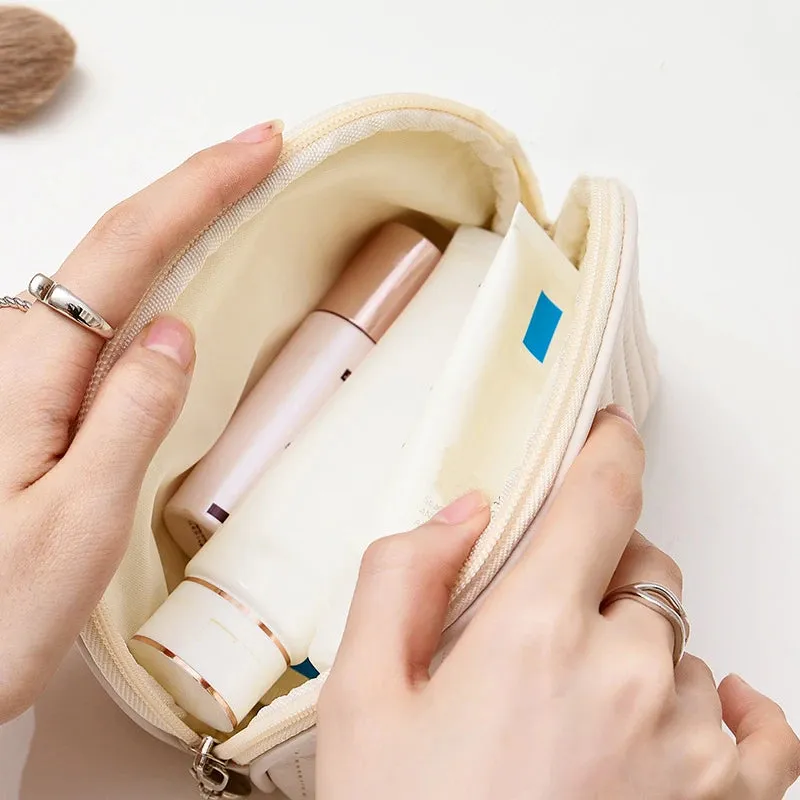 Compact Shell Cosmetic Bag for Women | Travel-Sized Makeup Pouch