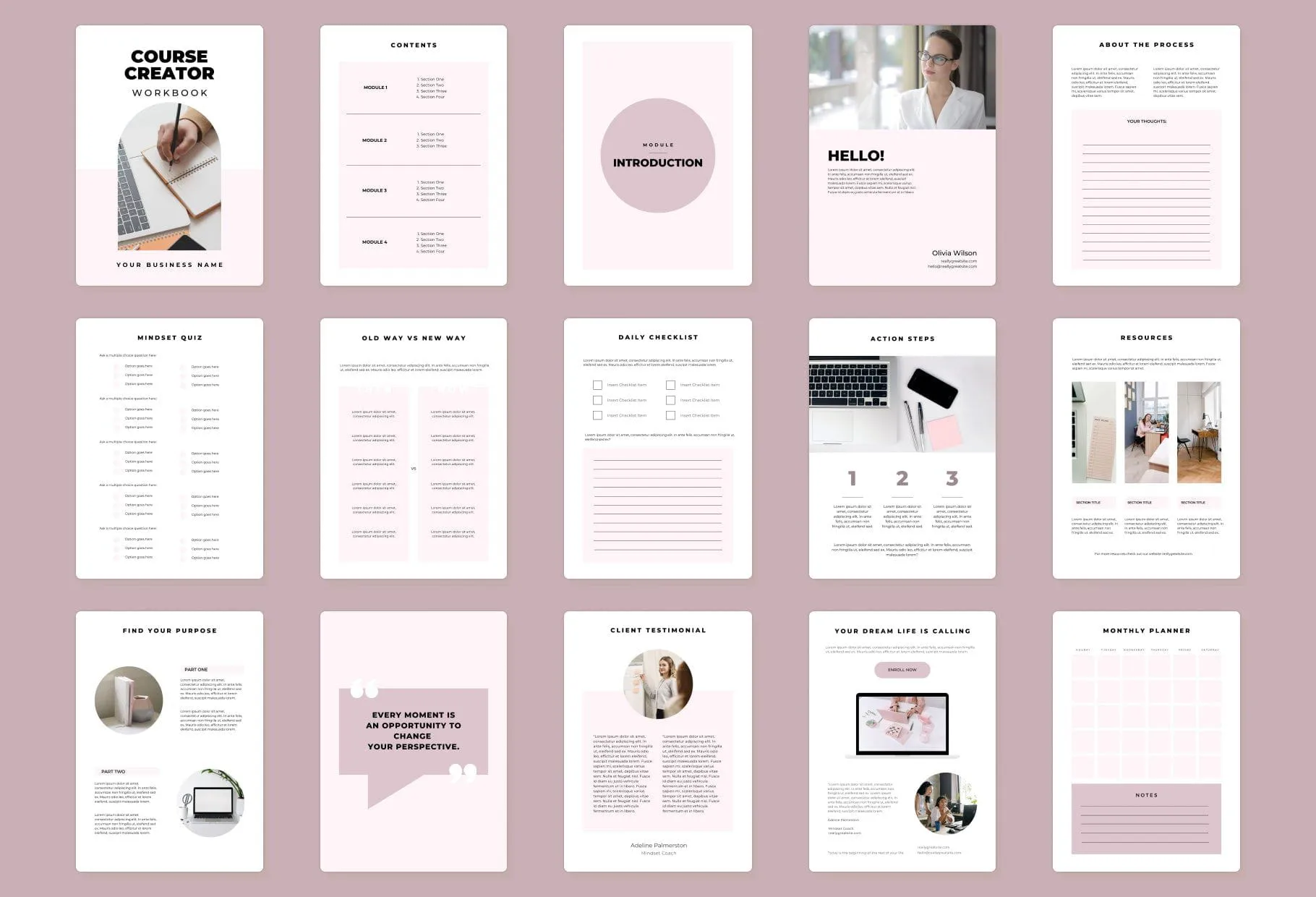 Course Creator Workbook Document Editable Canva Template
