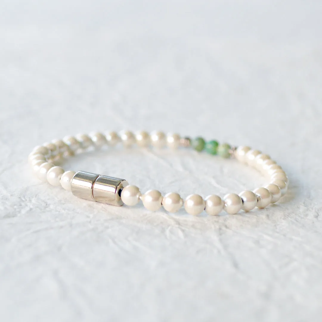Cream Hematite & Jade Magnetic Bracelet