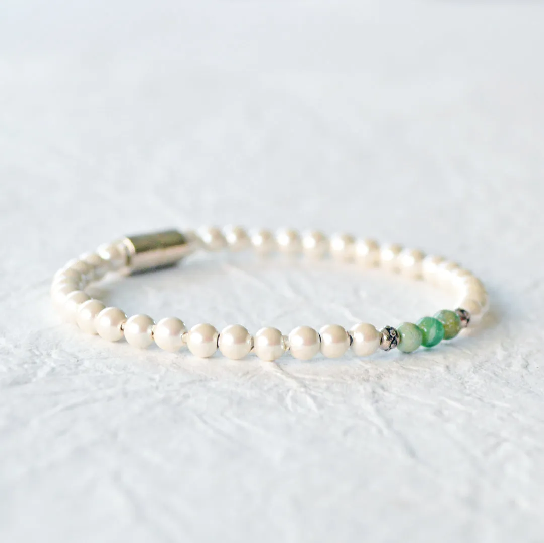Cream Hematite & Jade Magnetic Bracelet