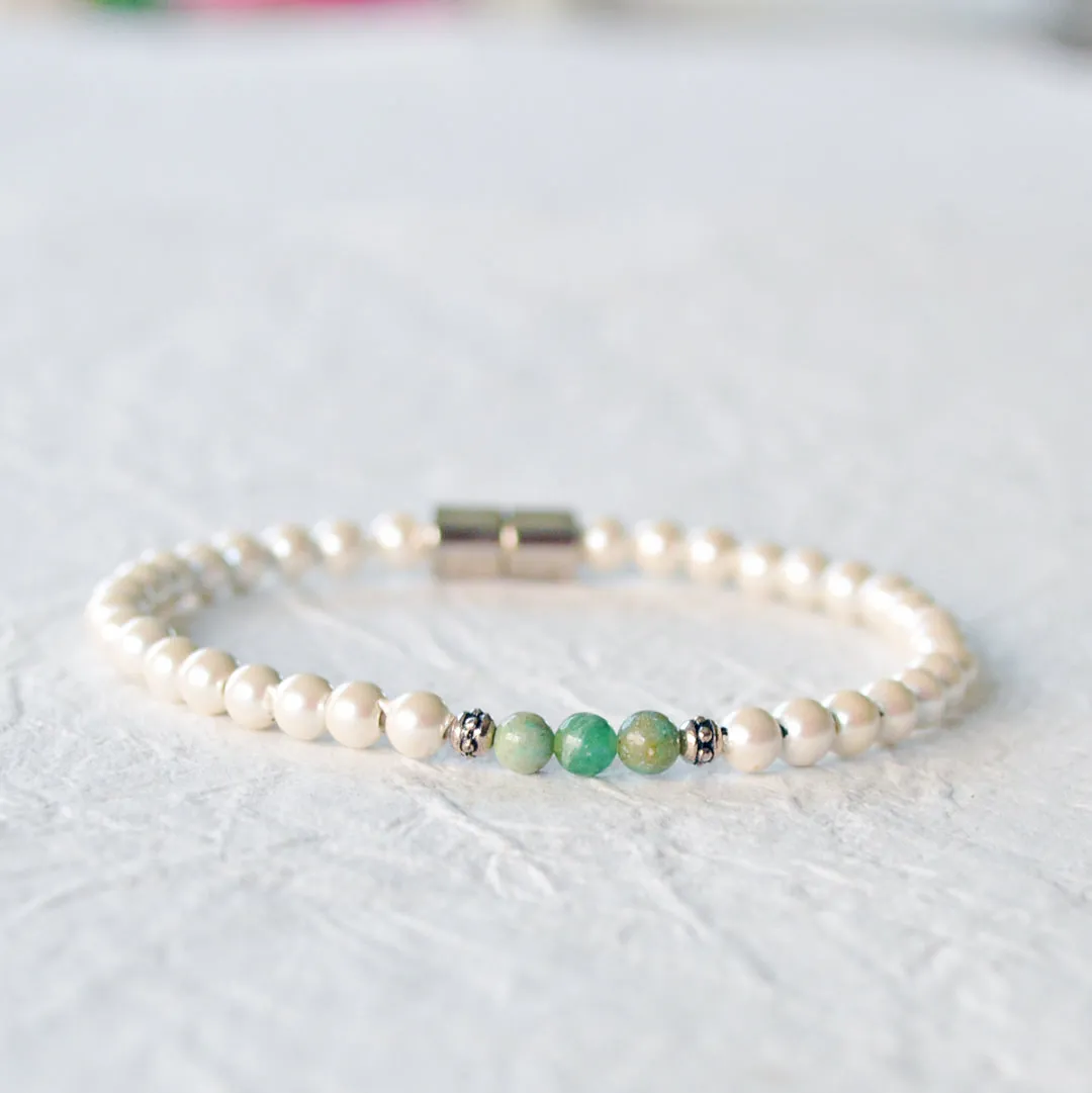 Cream Hematite & Jade Magnetic Bracelet