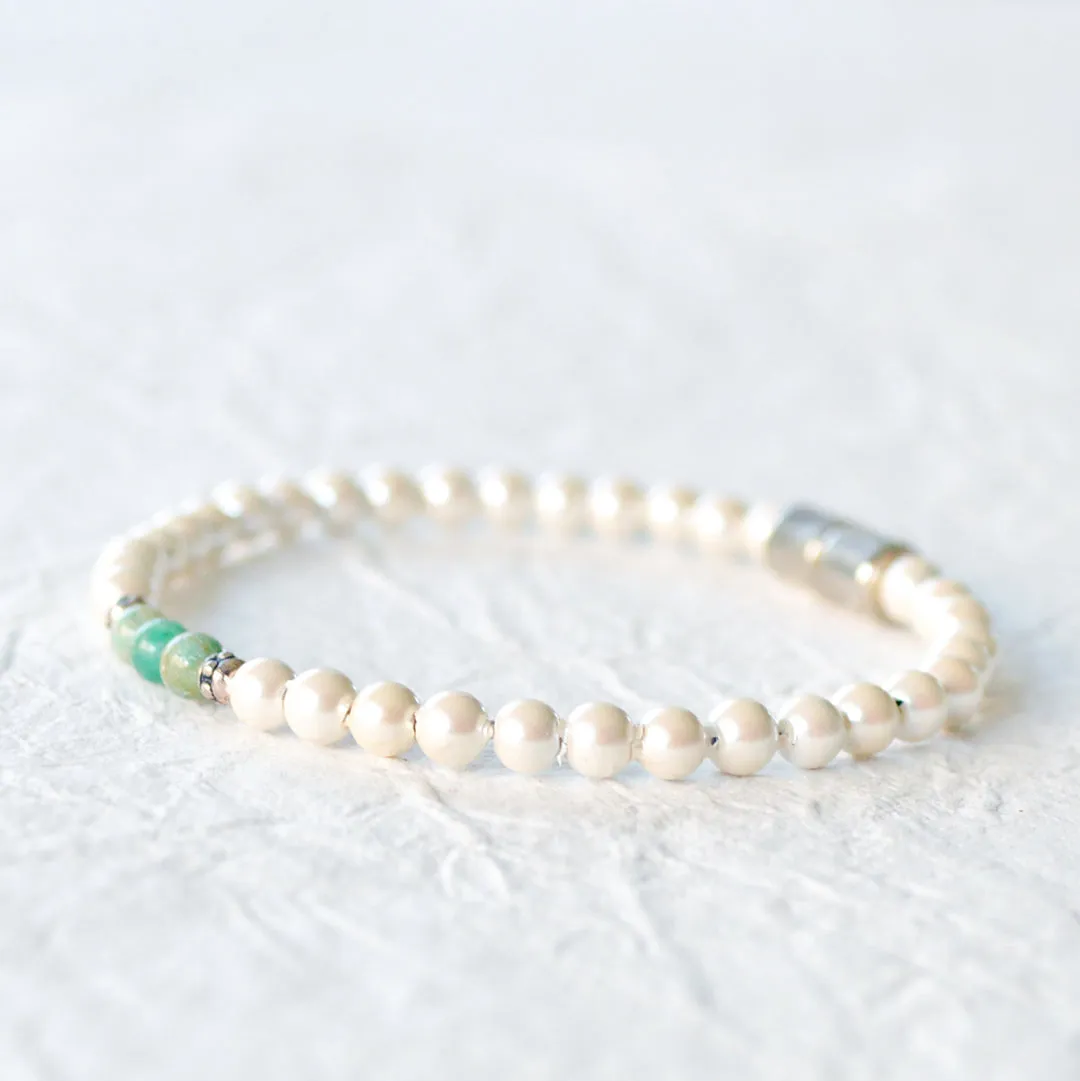 Cream Hematite & Jade Magnetic Bracelet