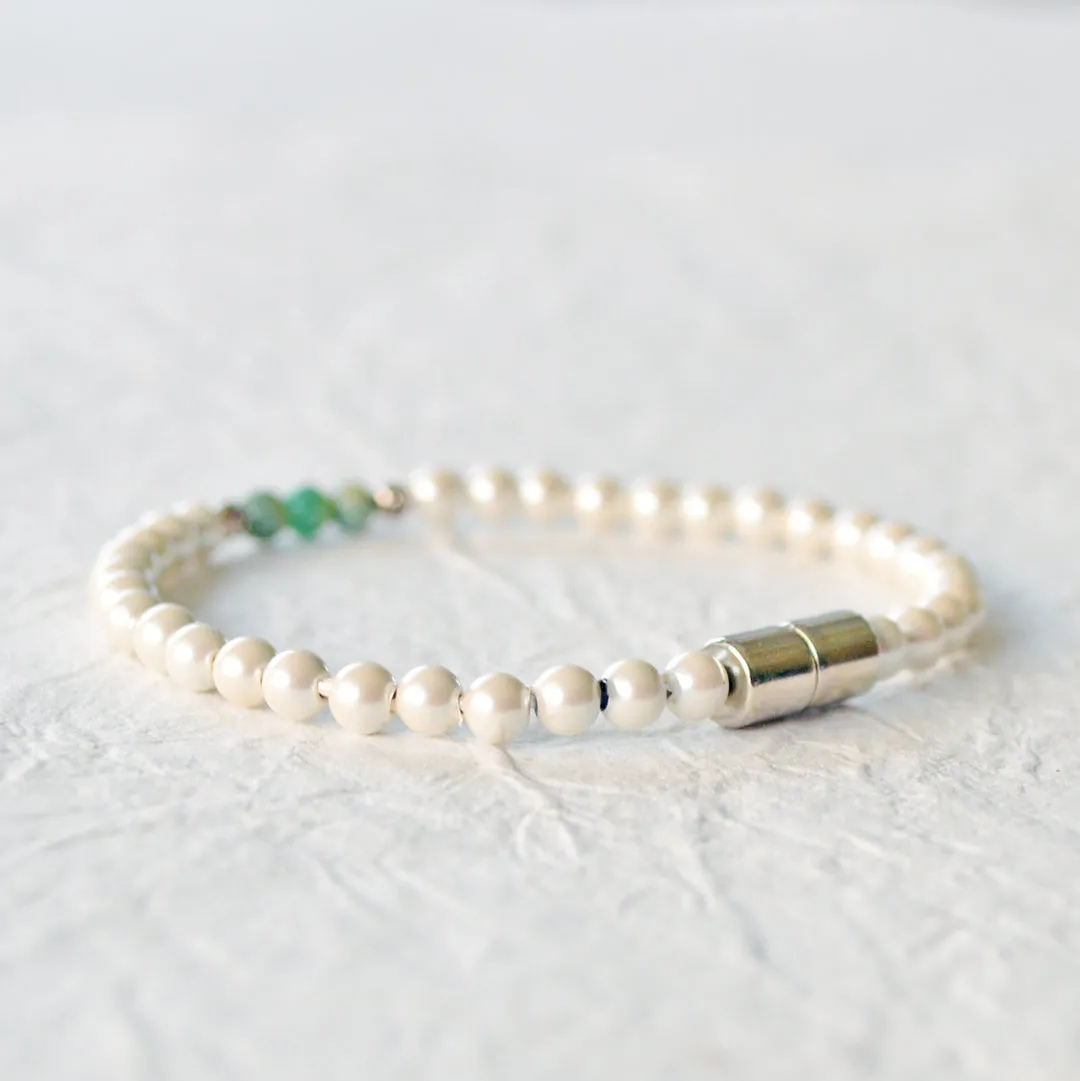 Cream Hematite & Jade Magnetic Bracelet