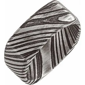 Damascus Steel 8 mm Patterned Square Band Size 11