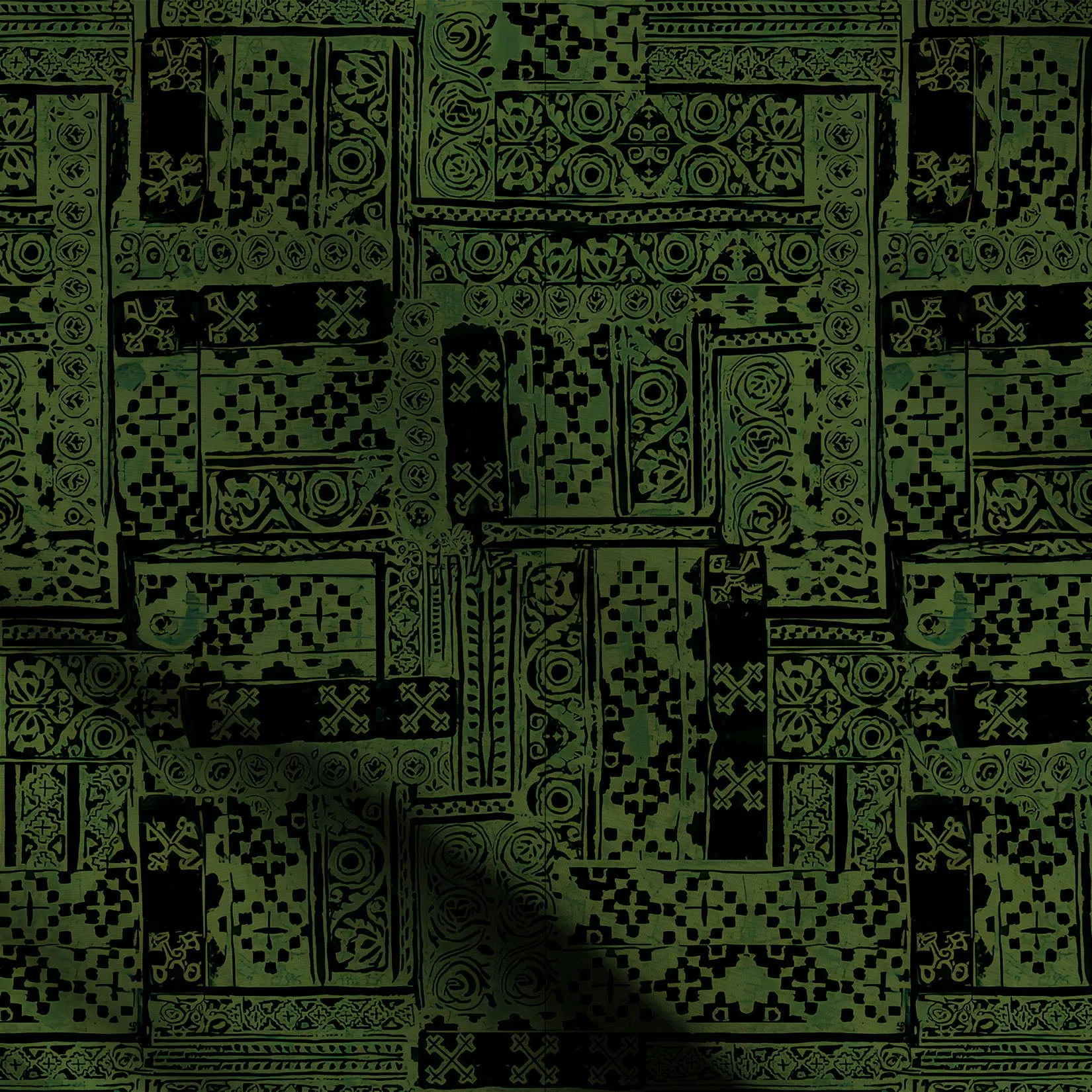 Dark Green Patterned