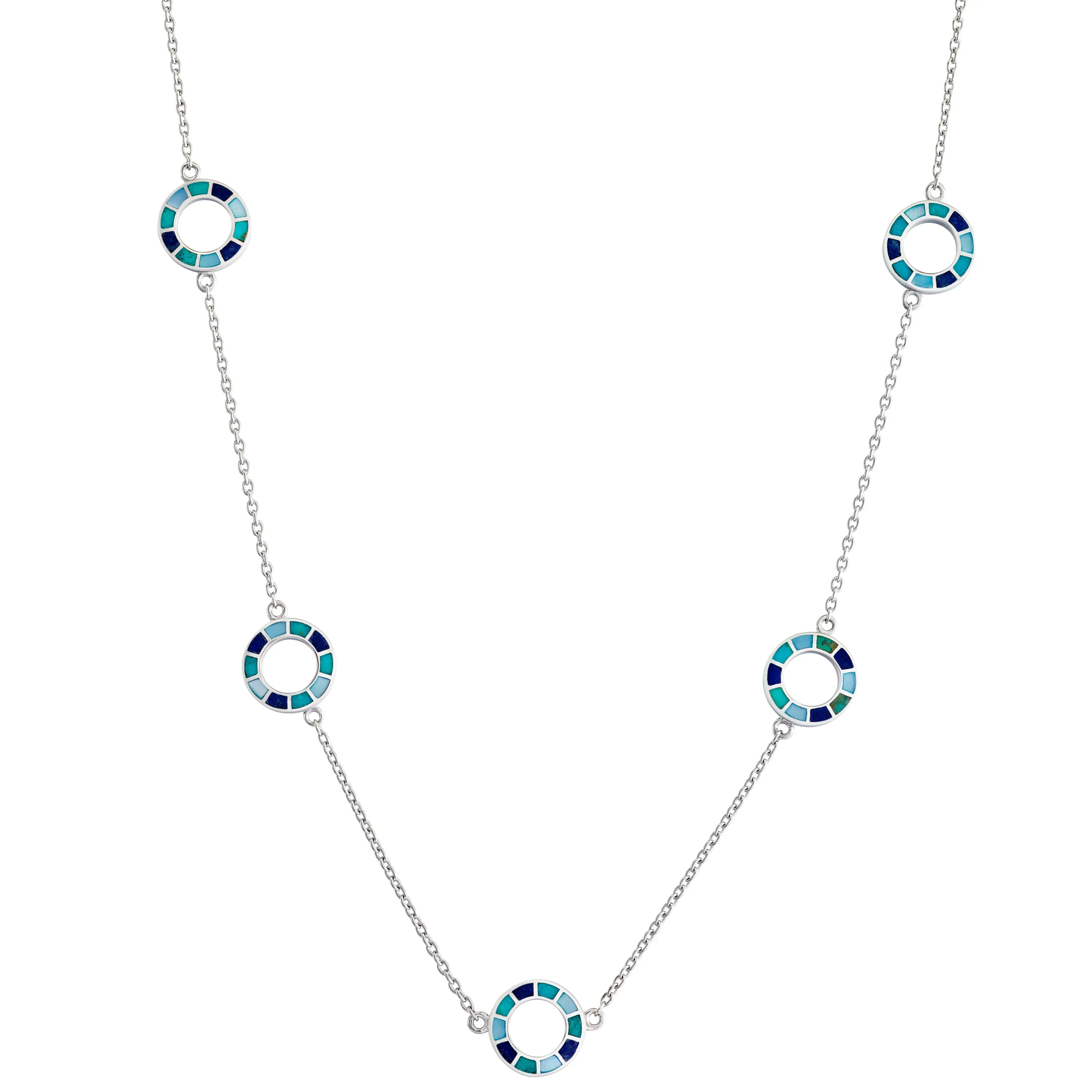 Dash Circle Gemstone Sterling Necklace