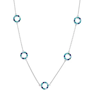 Dash Circle Gemstone Sterling Necklace