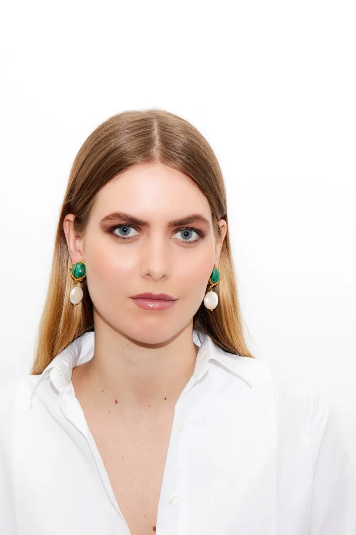 Diane Earring in Malachite