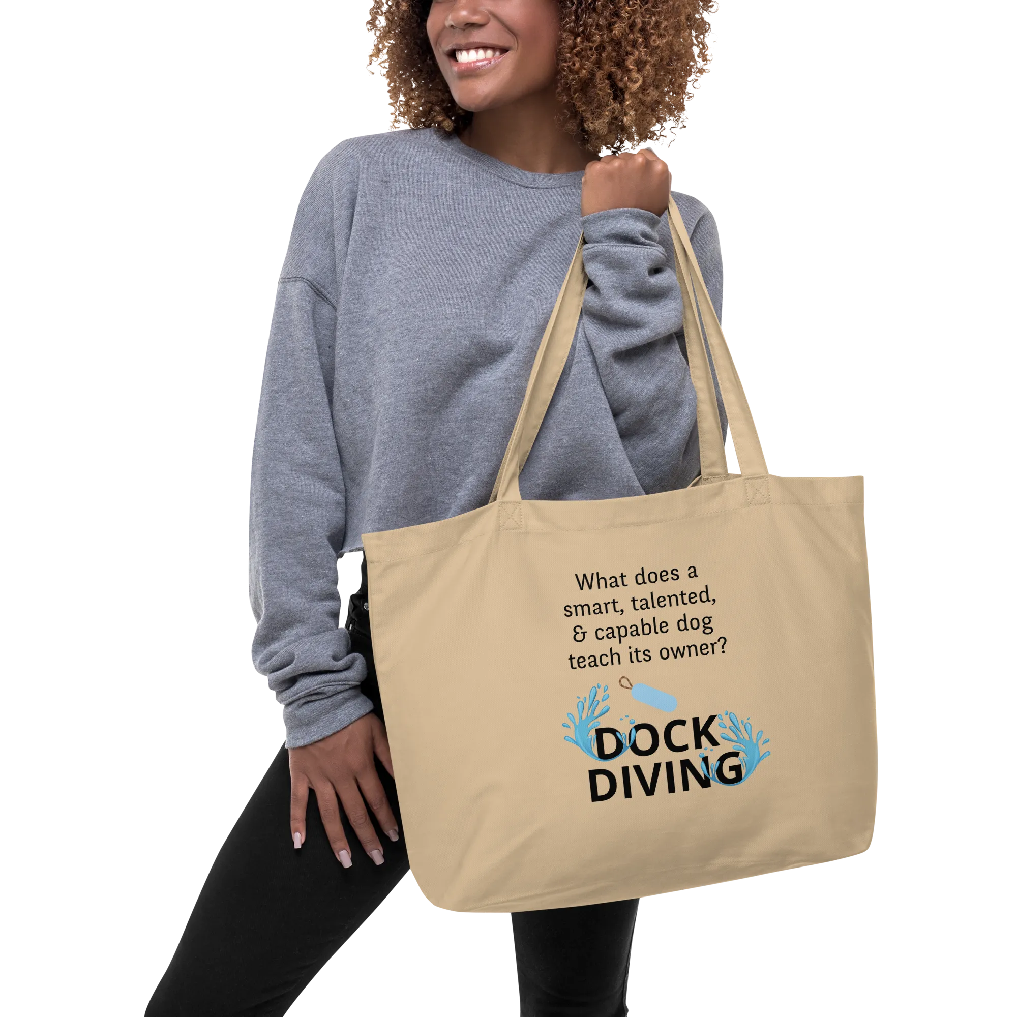 Dog Teaches Dock Diving X-Large Tote/ Shopping Bags