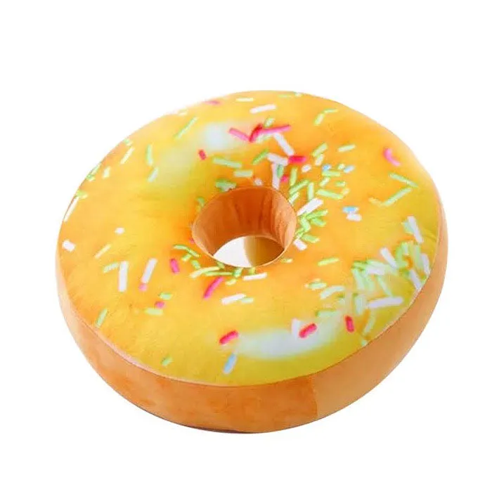 Donut Pillow 3D Digital Print Round Throw Pillow 16 Inches Donut Seat Back Stuffed Cushion Funny Decorative Soft Plush Food Stuffed Decor Seat Pad Cushion for Couch Chair Floor Sofa
