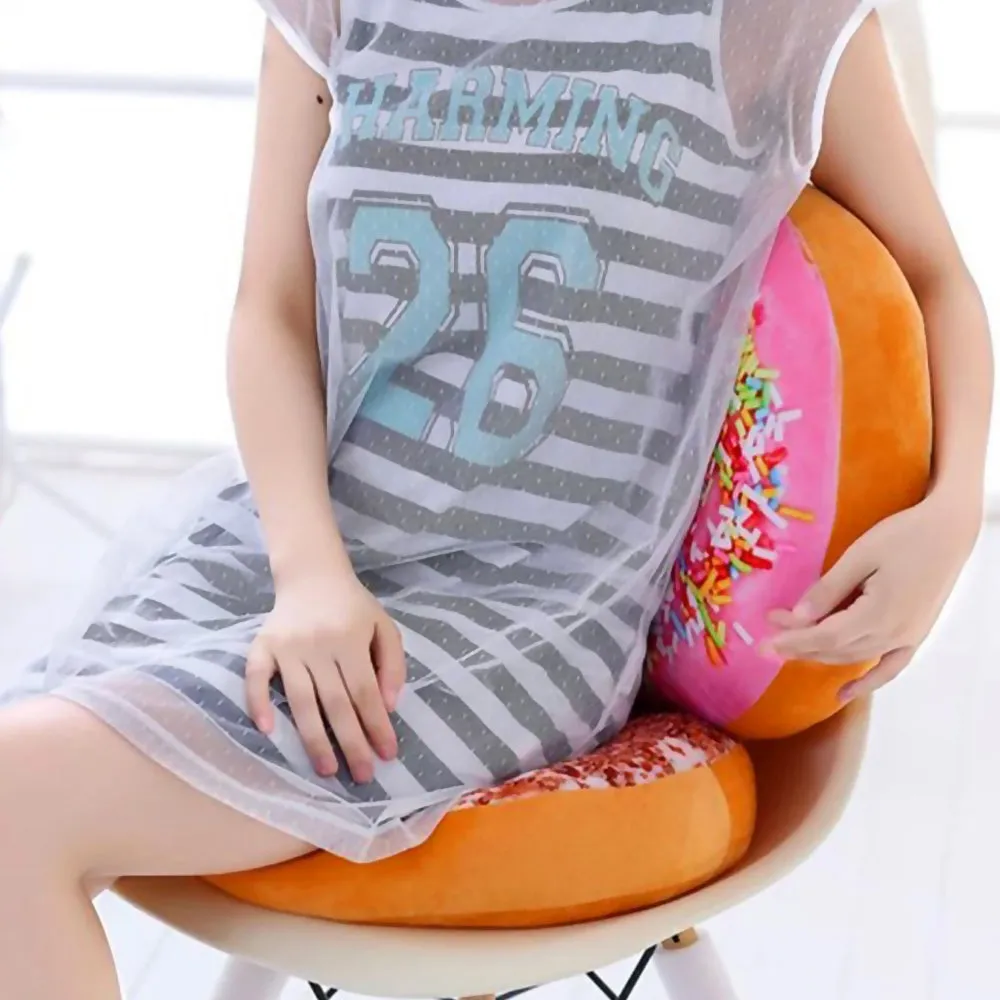 Donut Pillow 3D Digital Print Round Throw Pillow 16 Inches Donut Seat Back Stuffed Cushion Funny Decorative Soft Plush Food Stuffed Decor Seat Pad Cushion for Couch Chair Floor Sofa