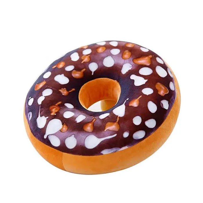 Donut Pillow 3D Digital Print Round Throw Pillow 16 Inches Donut Seat Back Stuffed Cushion Funny Decorative Soft Plush Food Stuffed Decor Seat Pad Cushion for Couch Chair Floor Sofa