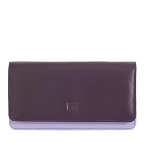 Dudubags Portafoglio Grande in Pelle Morbida Multicolore Deep Purple con RFID