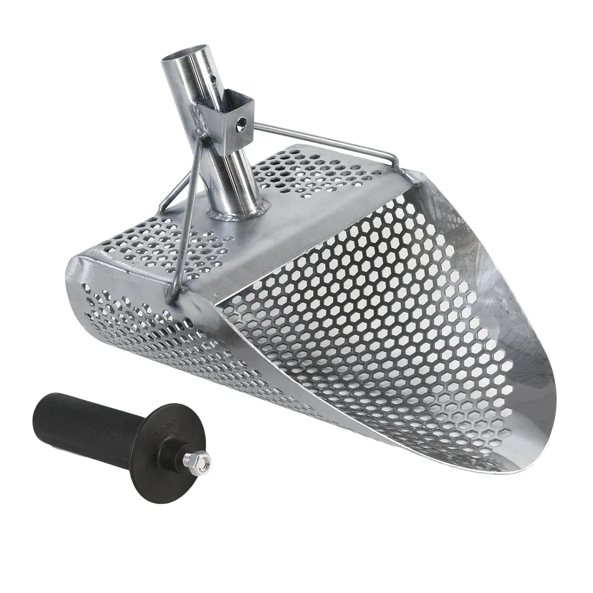 Dune Scoops Kraken 11" x 8" Stainless Steel Metal Detector Sand Scoop w/ Large & Strong Collapsible Stainless Steel Handle Universal Pole