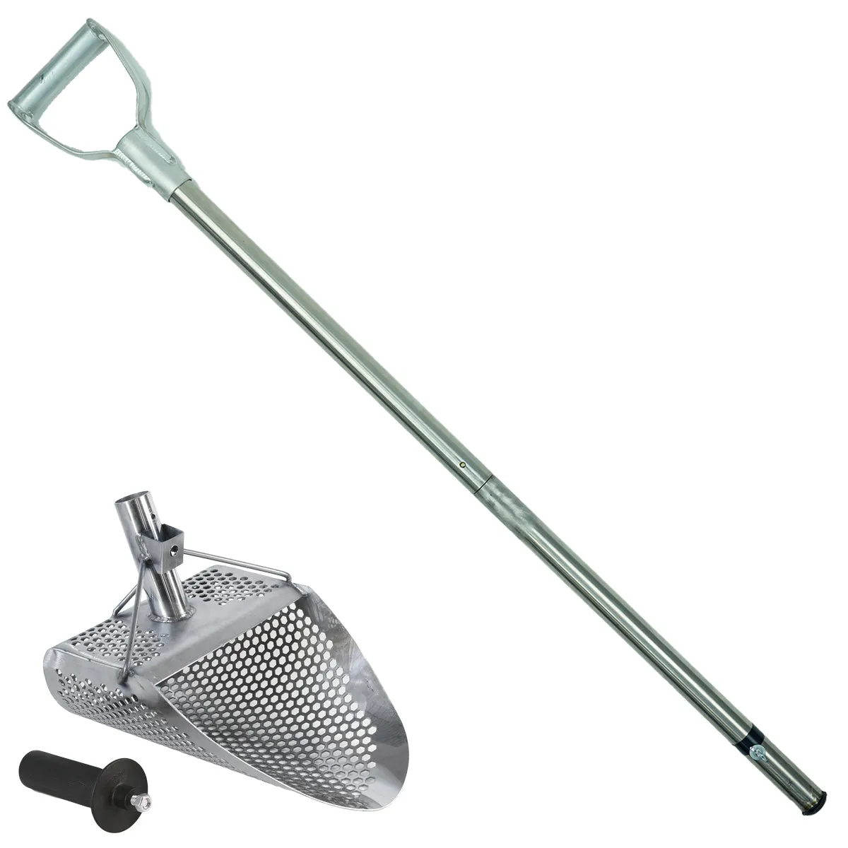 Dune Scoops Kraken 11" x 8" Stainless Steel Metal Detector Sand Scoop w/ Large & Strong Collapsible Stainless Steel Handle Universal Pole