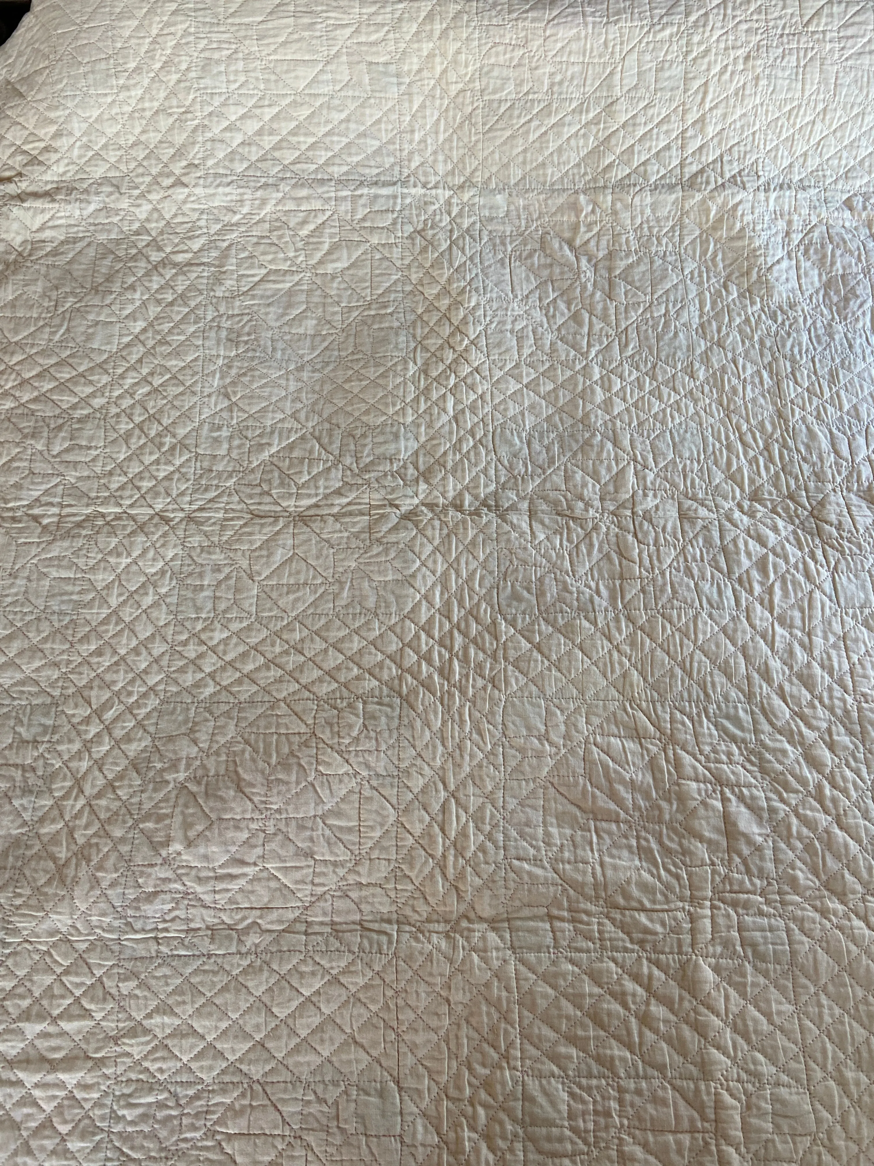 Early 1900s Ribbon Star Hand Sitched Quilt