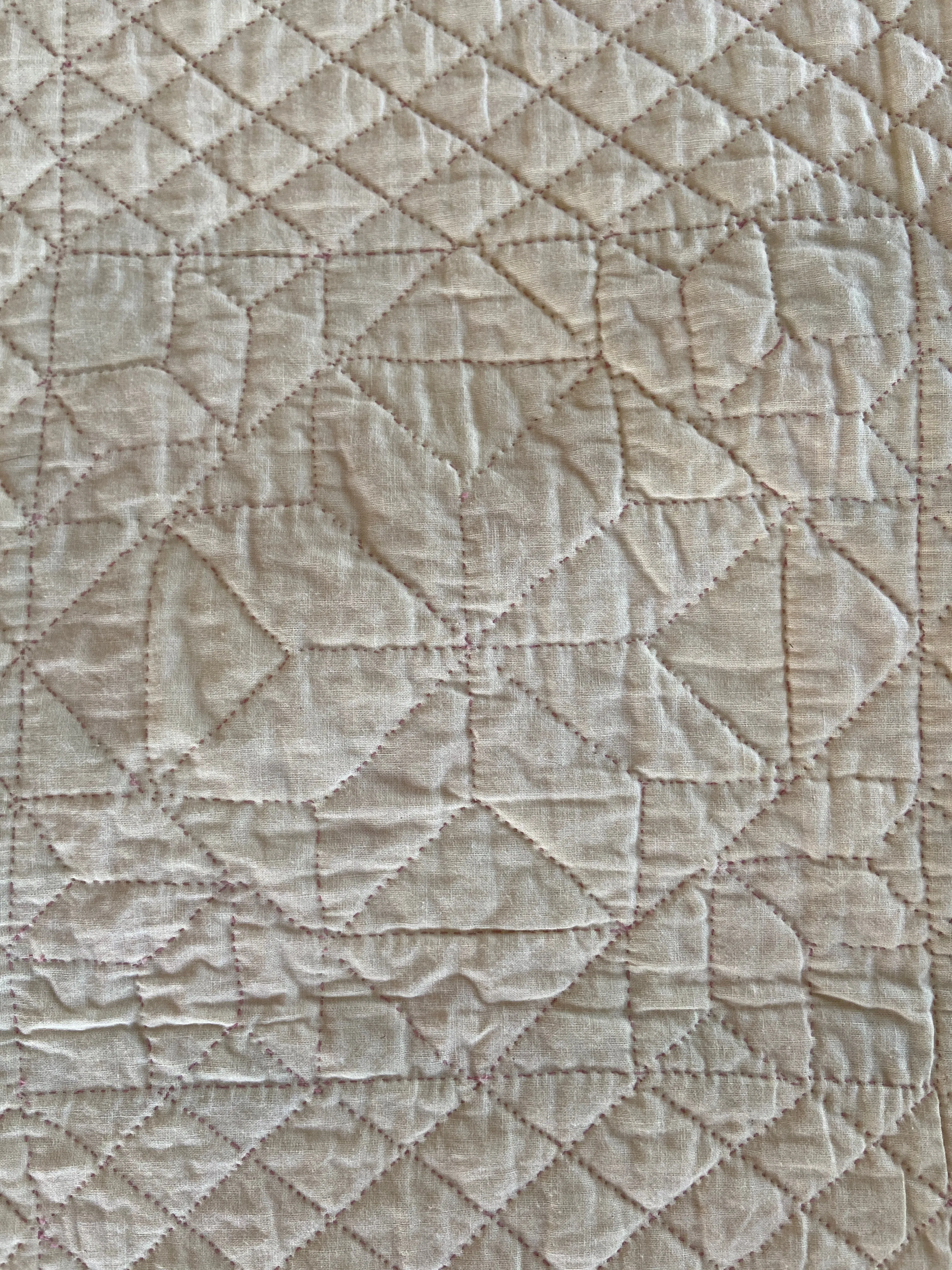 Early 1900s Ribbon Star Hand Sitched Quilt