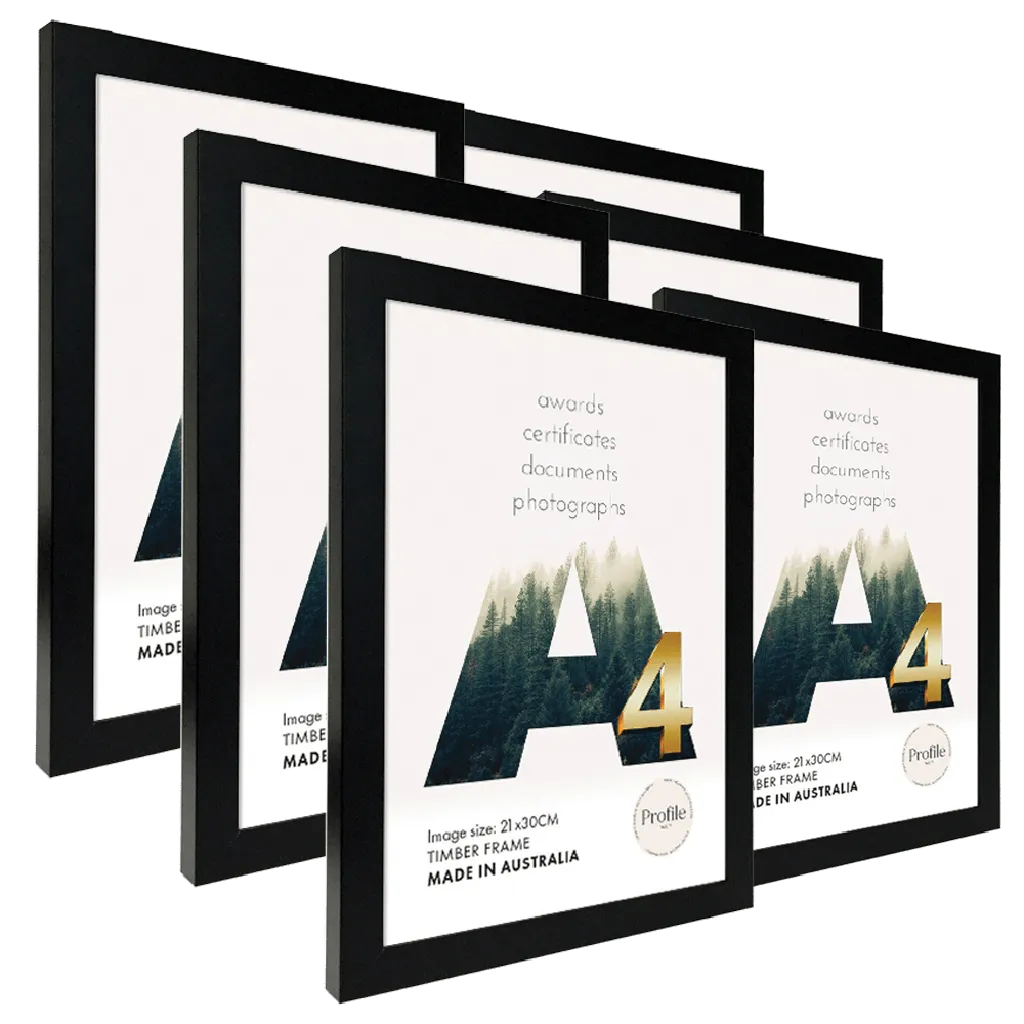 Elegant Black A4 Set of Frames (Bulk Frame Bundle 6 Pack)