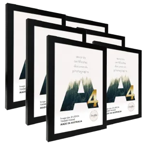 Elegant Black A4 Set of Frames (Bulk Frame Bundle 6 Pack)