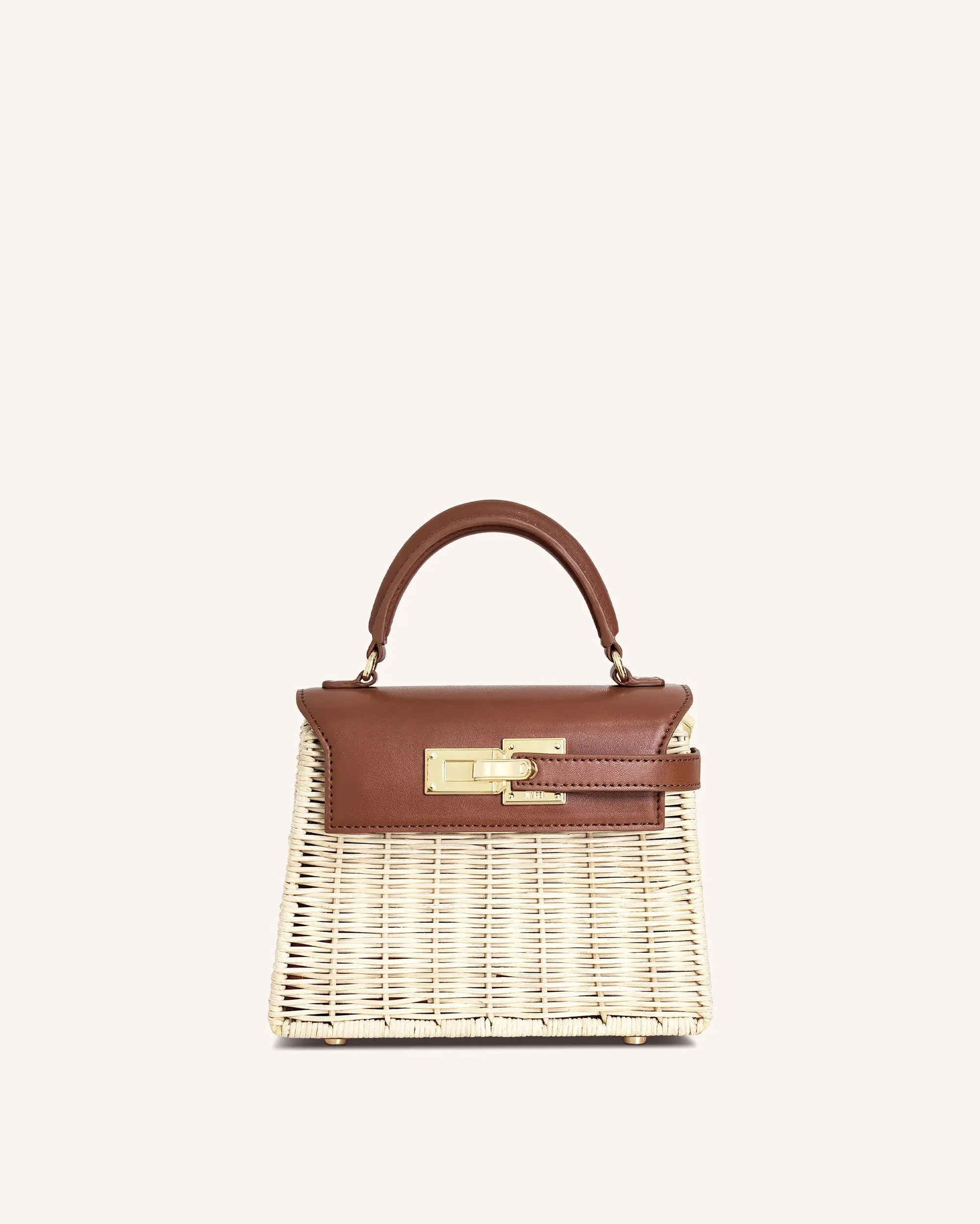 Elise Natural Rattan Weaving  Handbag - Brown Rattan