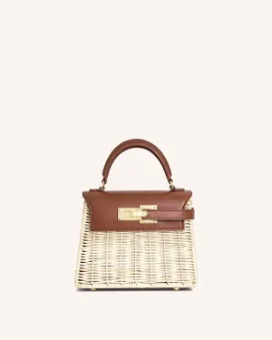 Elise Natural Rattan Weaving  Handbag - Brown Rattan