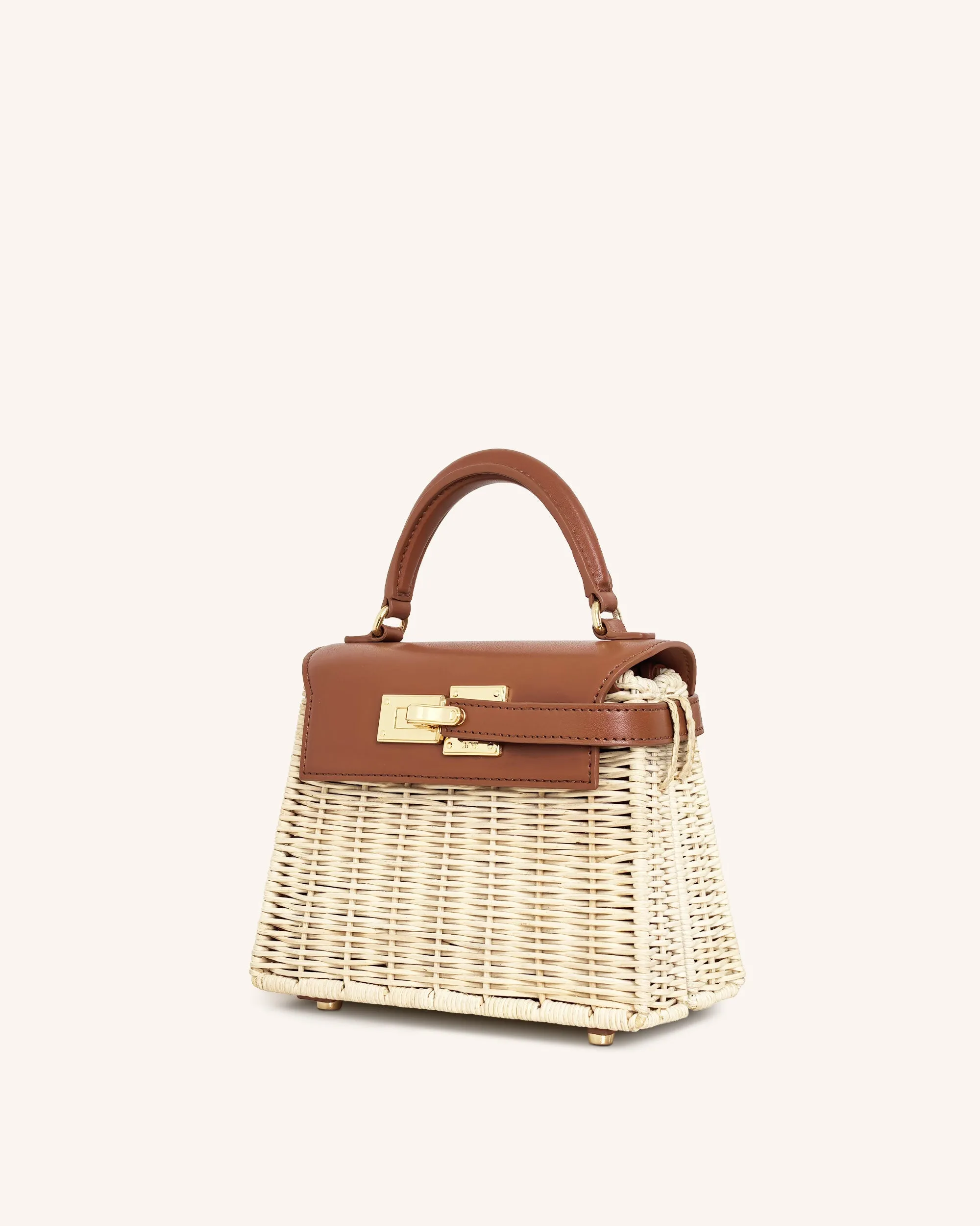 Elise Natural Rattan Weaving  Handbag - Brown Rattan
