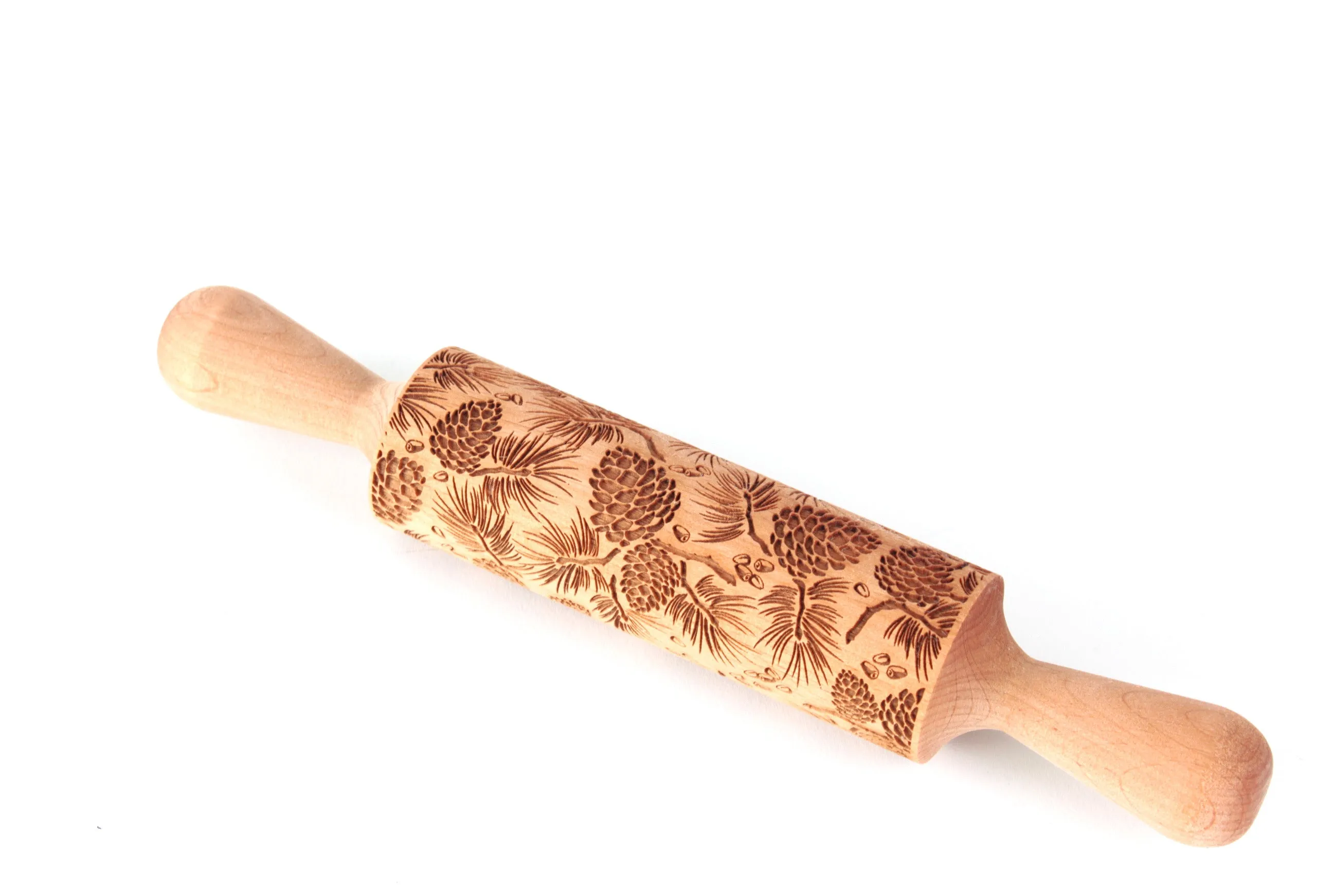 Embossed Rolling Pin, Сedar Cone, Clay Stamp, Pottery Roller, Christmas Gift