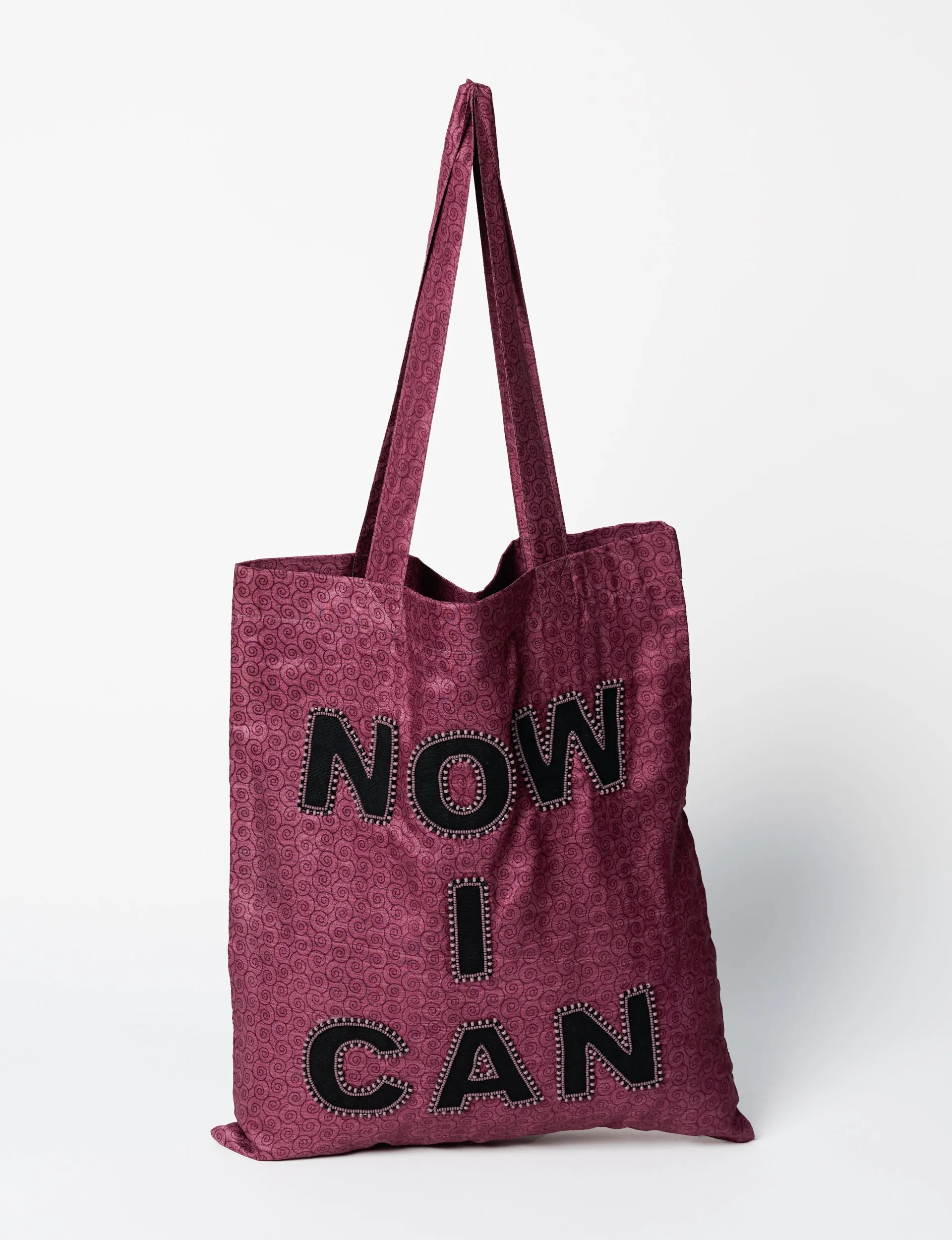 EMBROIDERED NOW I CAN SARI SHOPPER BAG