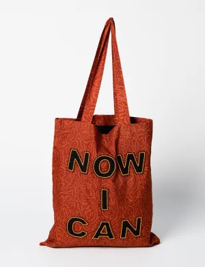 EMBROIDERED NOW I CAN SARI SHOPPER BAG