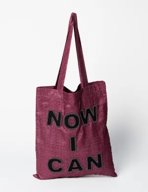 EMBROIDERED NOW I CAN SARI SHOPPER BAG
