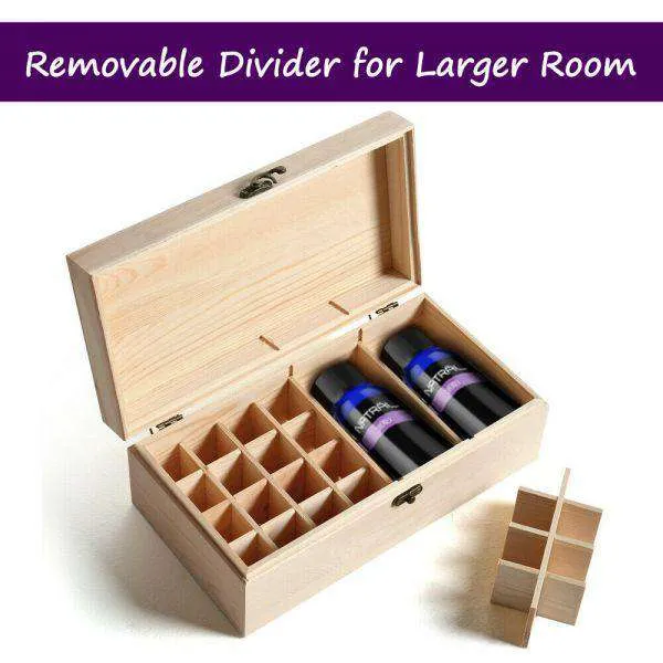 ESSENTIAL OIL STORAGE BOX WOODEN 25 SLOTS AROMATHERAPY CONTAINER ORGANISER