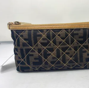 Fendi Tobacco Saddler Fendi Logo Top Zip Chain Mini Bag