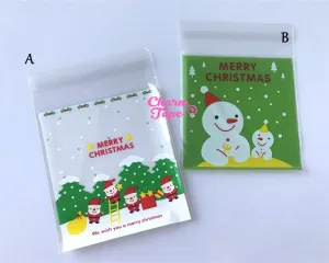 Festive Elves or Snowman Gift Bags Cello Bags Self-adhesive Cookie bags - Favors Bags - Party bags 20/50/100 bags CB54 CB55