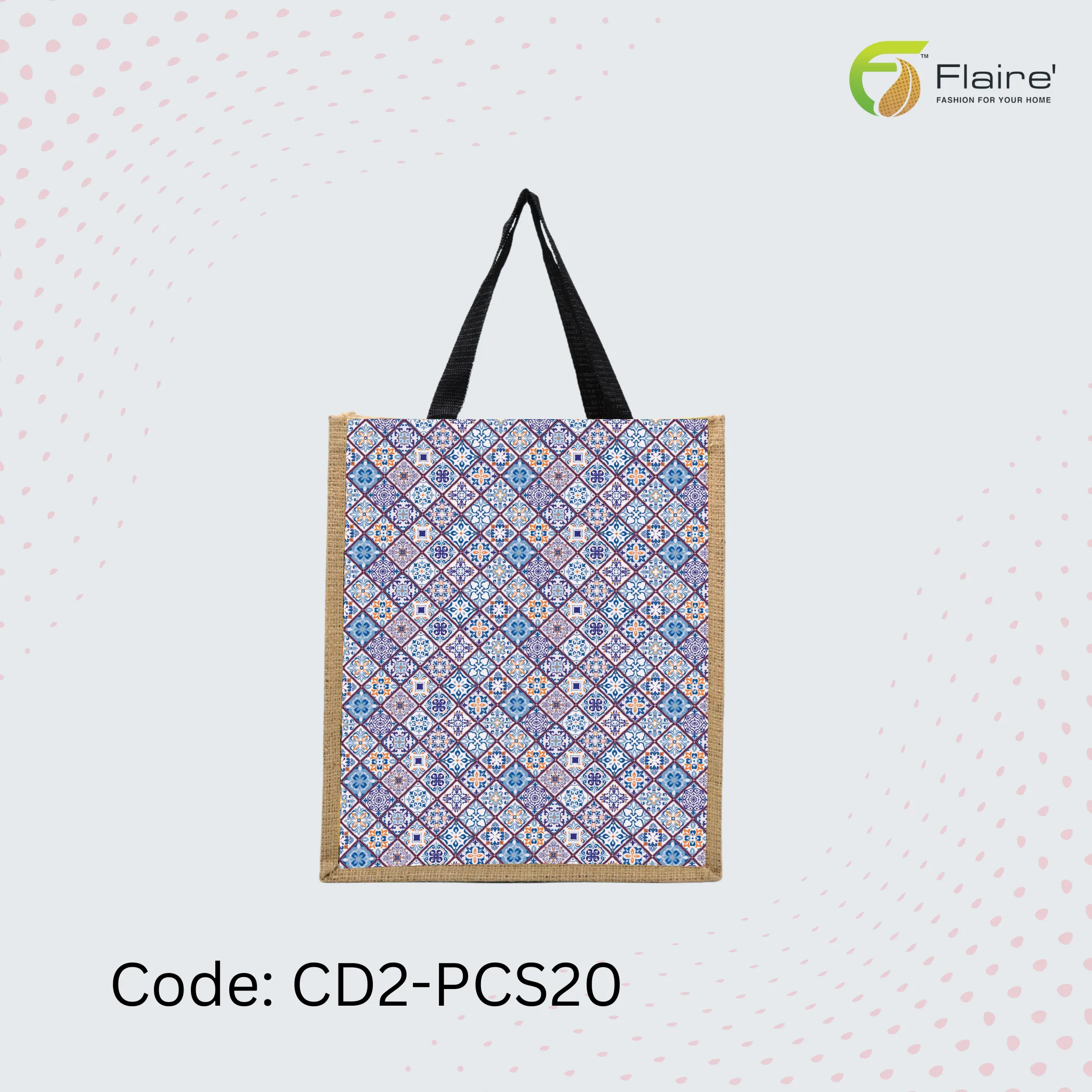 Flaire - Handmade Grocery Bag with Jute, Pakistani Traditional Handcrafted Product.