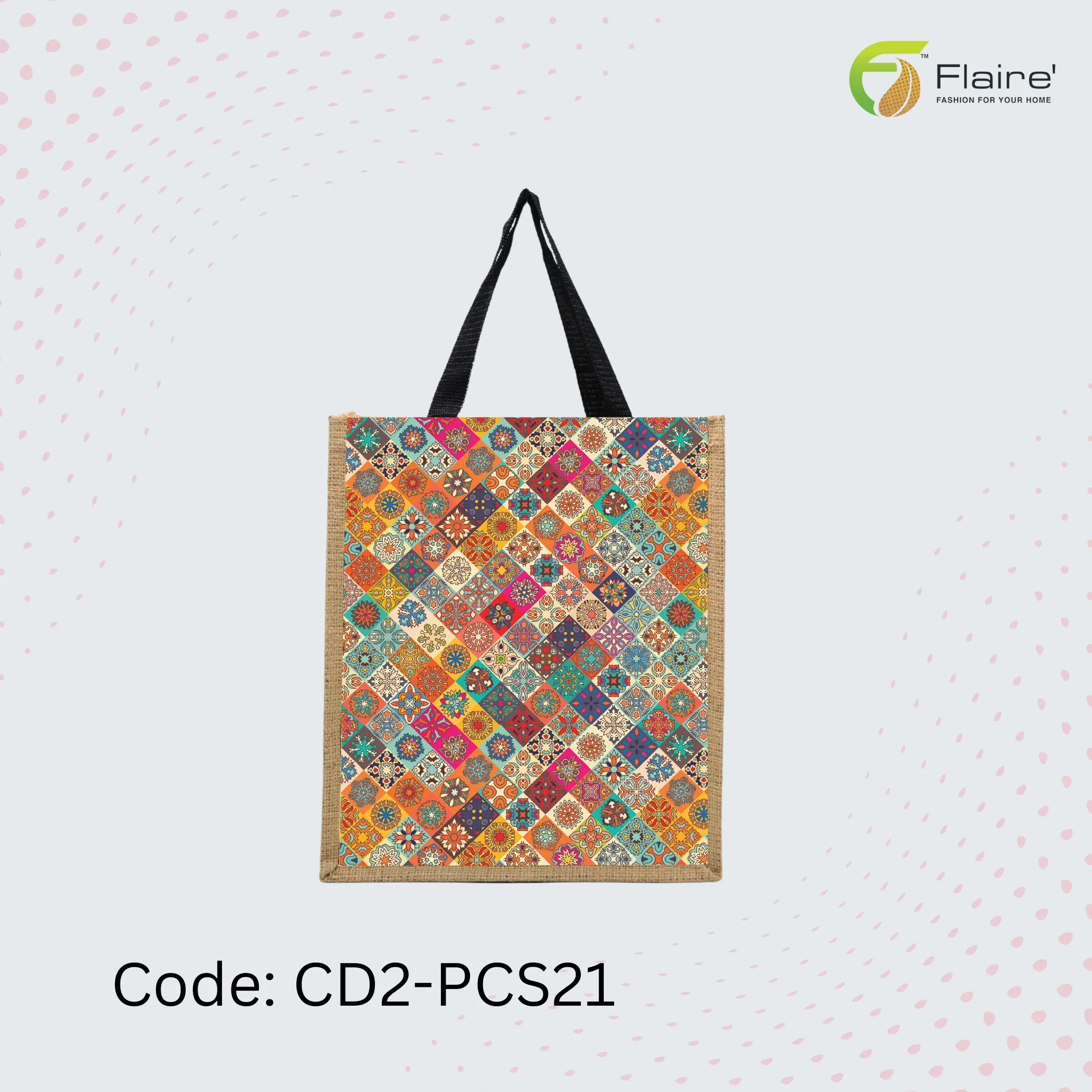 Flaire - Handmade Grocery Bag with Jute, Pakistani Traditional Handcrafted Product.