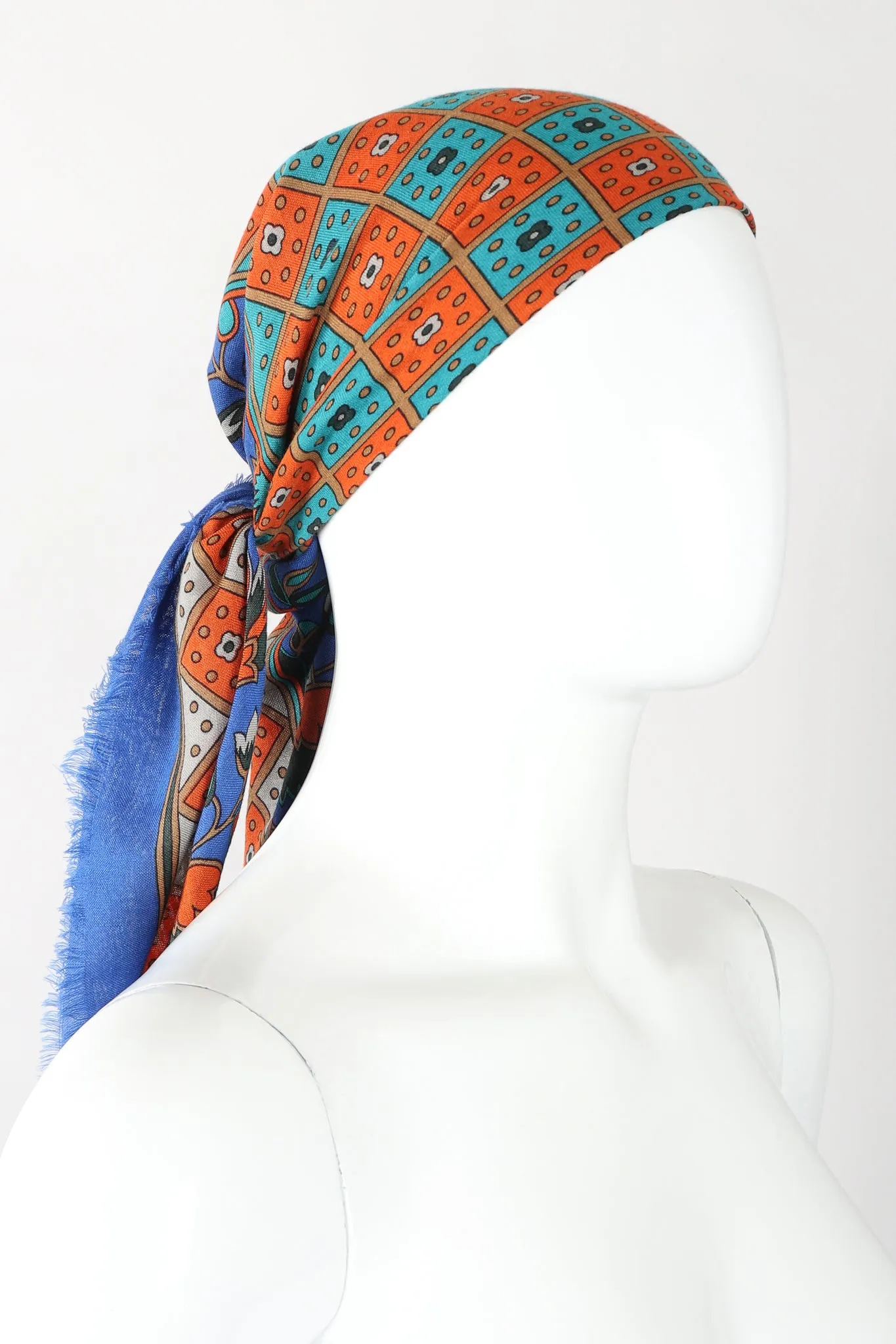 Floral Checkerboard Gauze Scarf