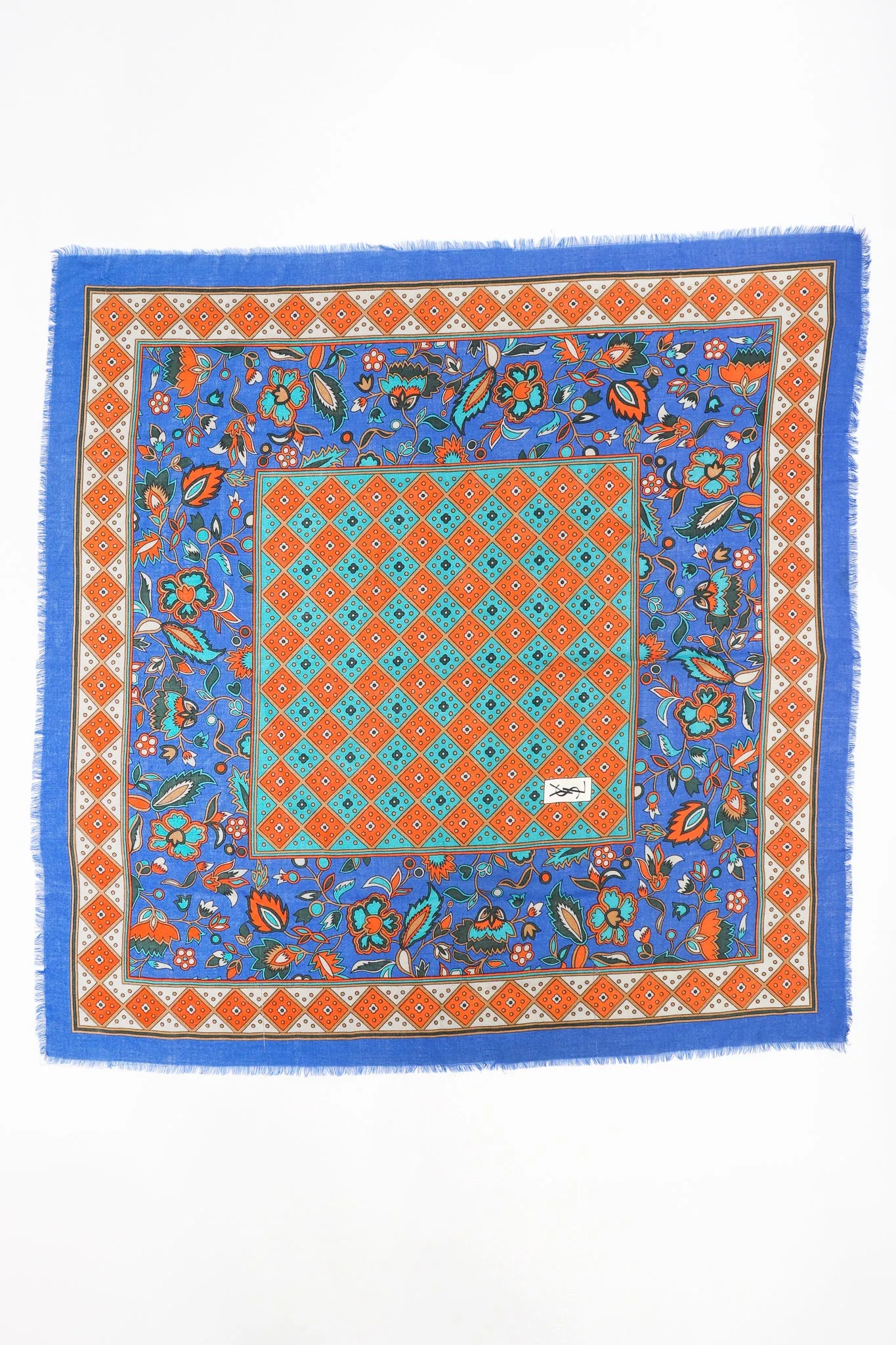 Floral Checkerboard Gauze Scarf