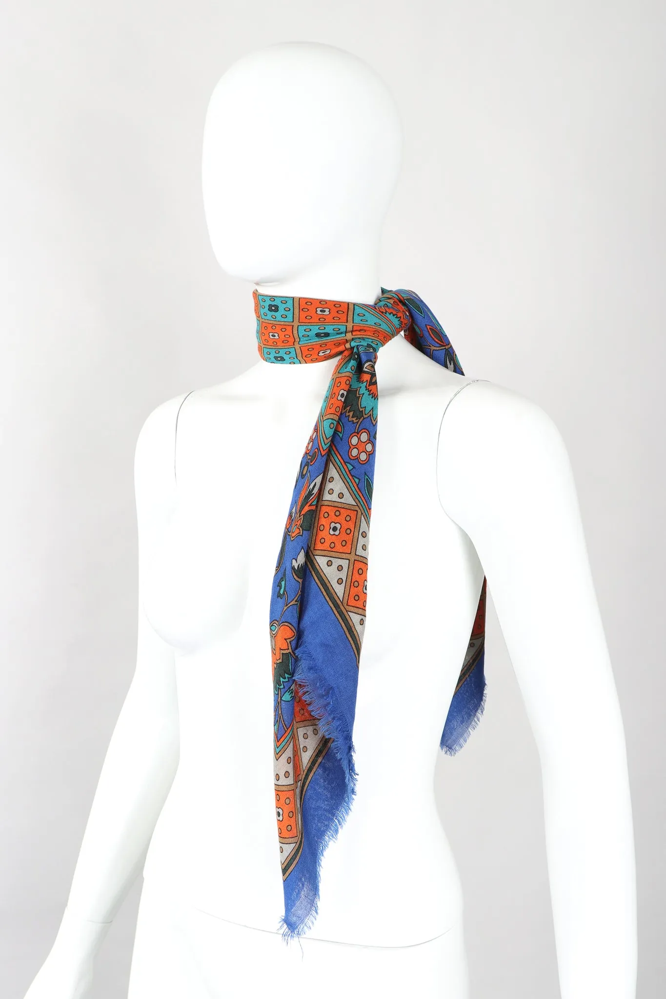 Floral Checkerboard Gauze Scarf