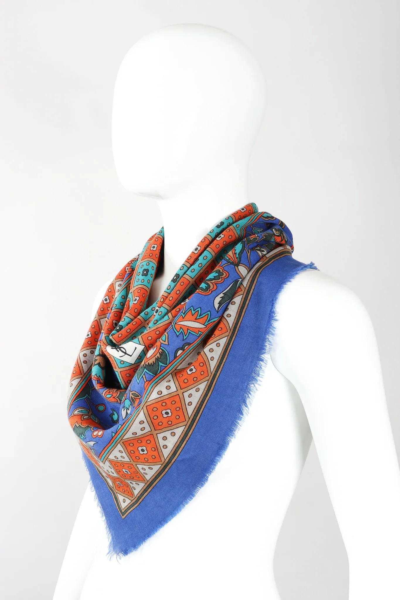 Floral Checkerboard Gauze Scarf