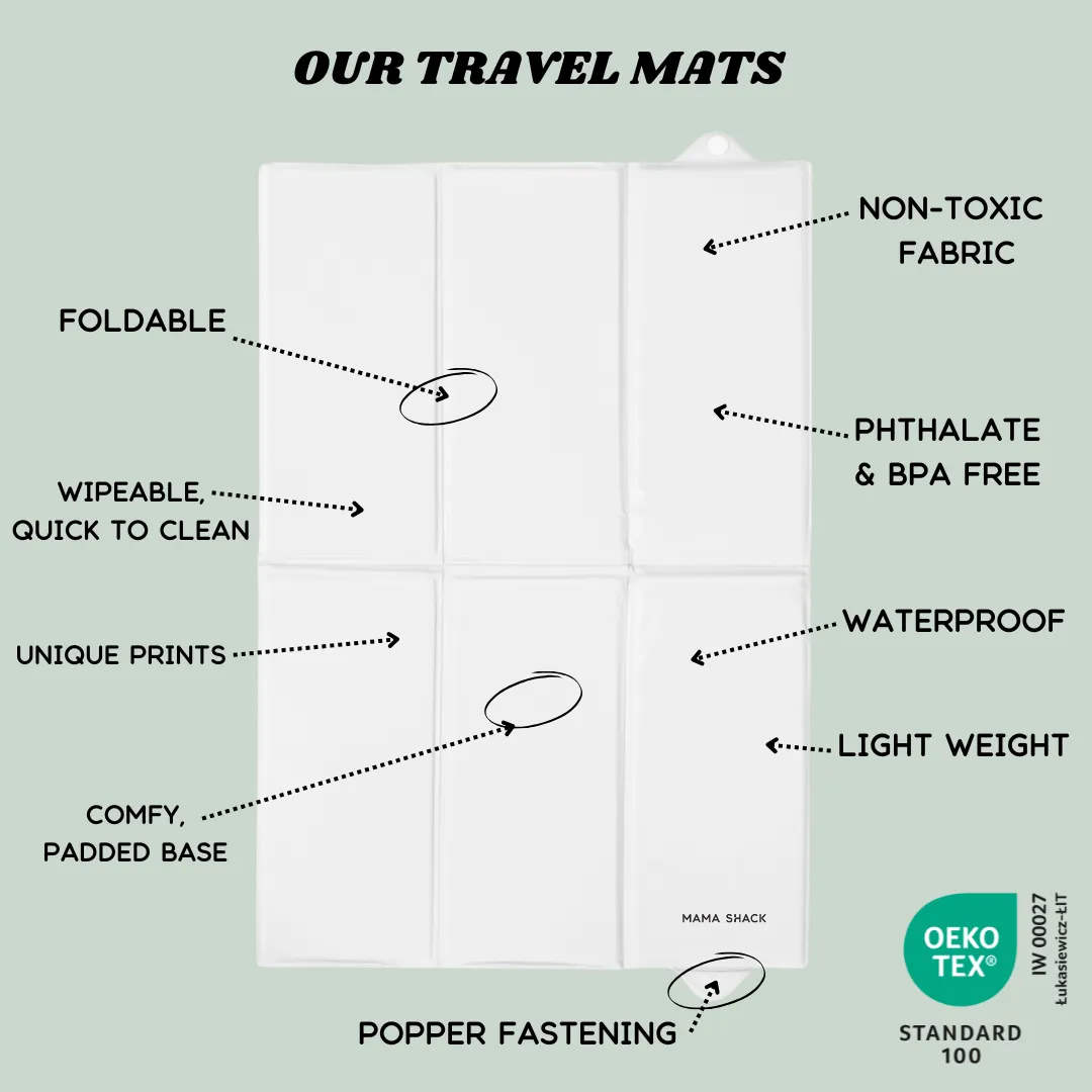 Foldable Travel Changing Mat - Candy Stripe Sage