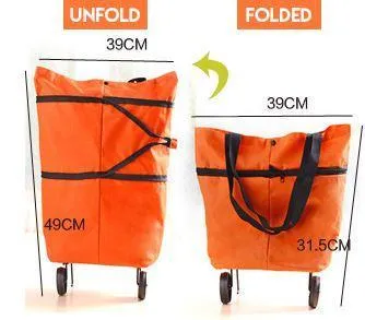 Folding Shopping Pull Cart Trolley Bag With Wheels Foldable Shopping Bags Reusable Grocery Bags Food Organizer Vegetables Bag