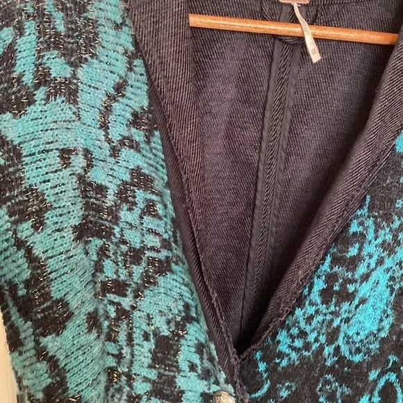 Free People Better Together Oversized Metallic Blazer Cardigan, Size X S…