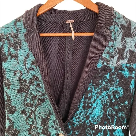 Free People Better Together Oversized Metallic Blazer Cardigan, Size X S…