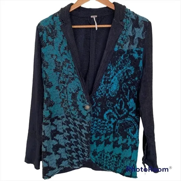 Free People Better Together Oversized Metallic Blazer Cardigan, Size X S…