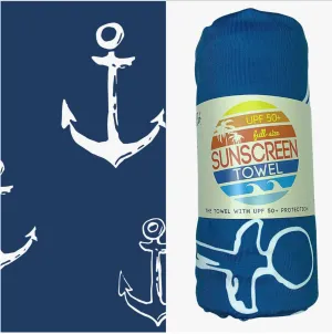 Full Size Upf 50  Sunscreen Towel (Blue Anchor)