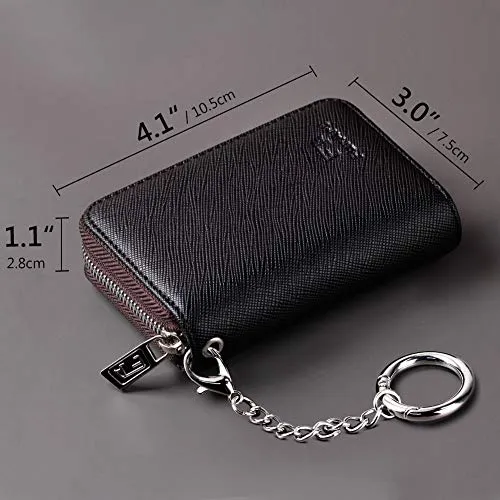FurArt Credit Card Wallet, Zipper Card Cases Holder for Men Women, RFID Blocking, KeyChain Wallet, Compact Size