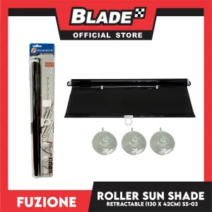 Fuzione Retractable Roller Sun Shade Tint (Black) SS-03 42x130cm