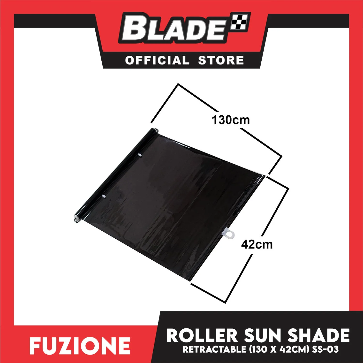 Fuzione Retractable Roller Sun Shade Tint (Black) SS-03 42x130cm