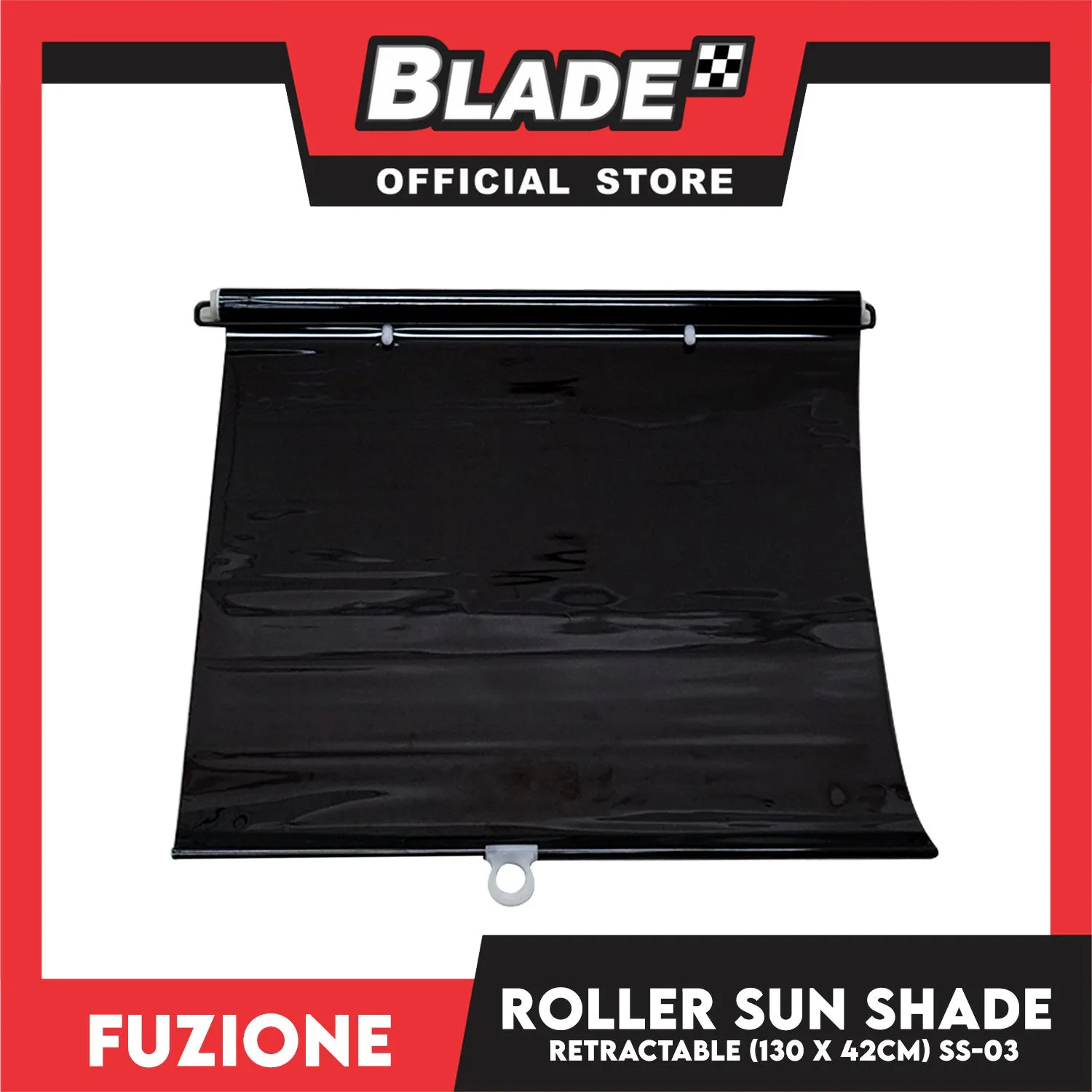Fuzione Retractable Roller Sun Shade Tint (Black) SS-03 42x130cm